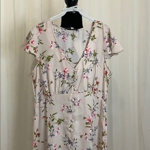 PINK FLORAL CAP DRESS